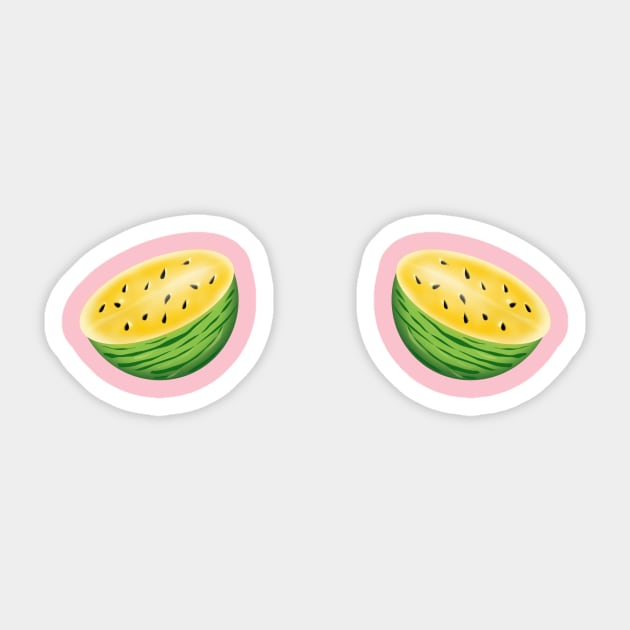 Yellow Watermelon Boobs Sticker by The WYLD Tribe